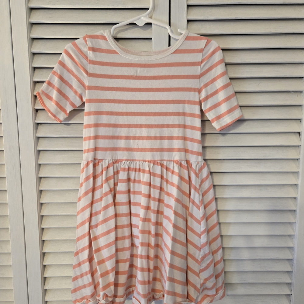 Striped Pink and White Kids Dress